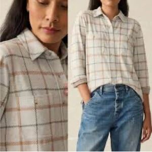 Faherty the Legend Sweater Shirt in open tundra windowpane plaid